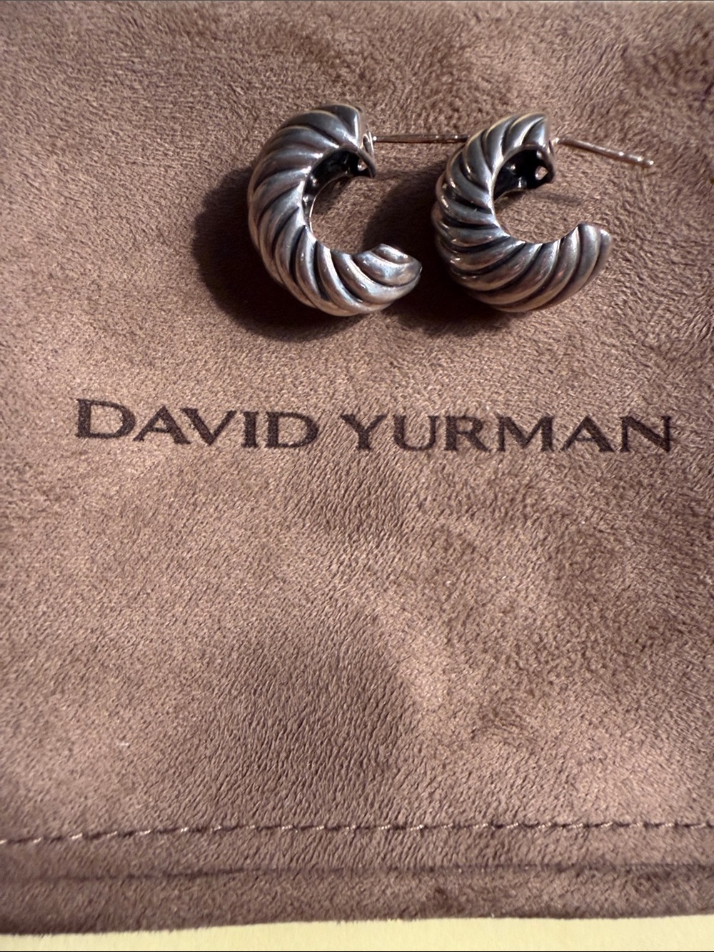 David Yurman Sterling Silver Twisted Cable Hoop Earrings - Silver